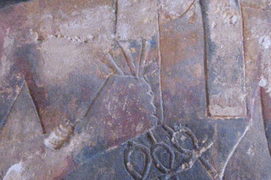A close up of some type of rock carving