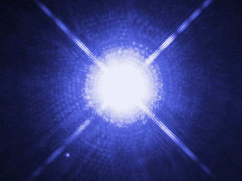 A star with two bright white spots in the middle.