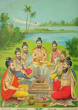 A painting of the nine sages of india.