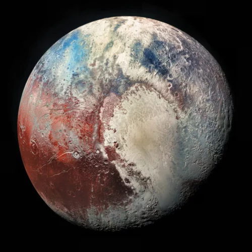 A picture of pluto taken by the new horizons spacecraft.