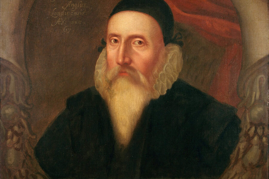 A painting of an old man with beard and hat.