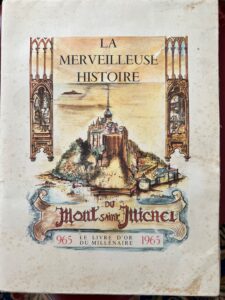 Vintage Mont Saint-Michel book cover illustration.